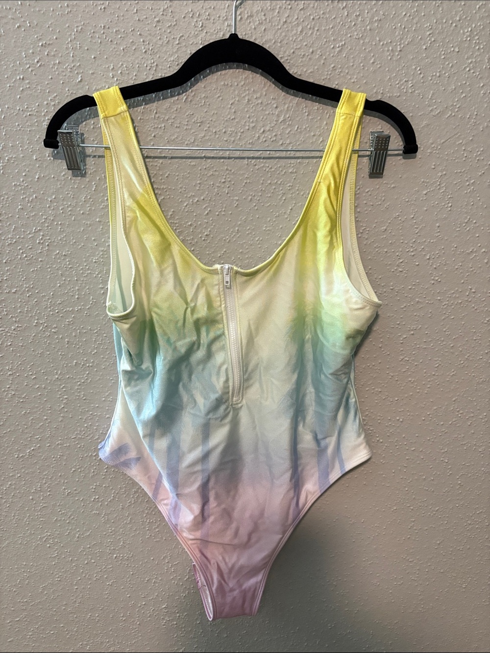 Forever 21 Pastel Ombre One-Piece Swimsuit in Yellow, Green, Blue and Purple